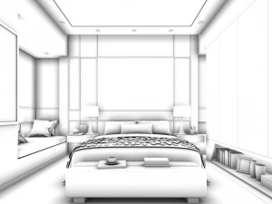 stylish bedroom complete 121 3D Model