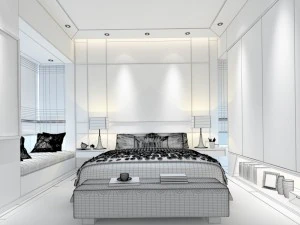 stylish bedroom complete 121 3D Model