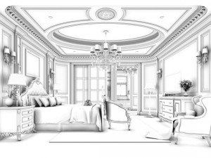stylish bedroom complete 122 3D Model