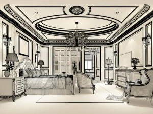 stylish bedroom complete 122 3D Model