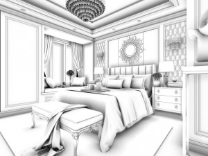 stylish bedroom complete 123 3D Модель