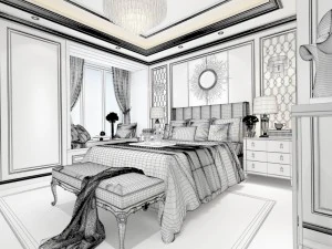 stylish bedroom complete 123 3D Model