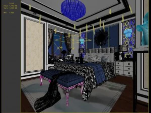 stylish bedroom complete 123 3D Model