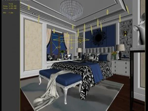 stylish bedroom complete 123 3D Model