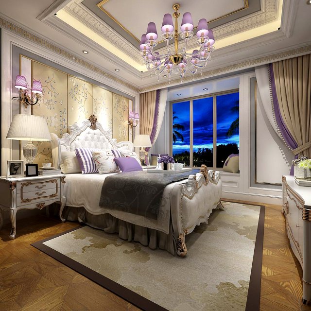 stylish bedroom complete 124 3D Model .c4d .max .obj .3ds .fbx .stl .blend 