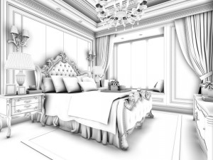 stylish bedroom complete 124 3D Model