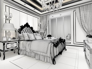 stylish bedroom complete 124 3D Model