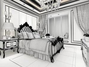 stylish bedroom complete 124 3D Model