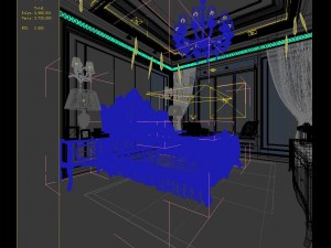 stylish bedroom complete 124 3D Model