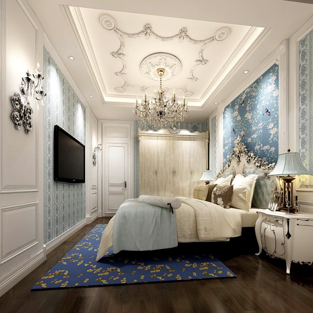 stylish bedroom complete 125 3D 模型 .c4d .max .obj .3ds .fbx .stl .blend 