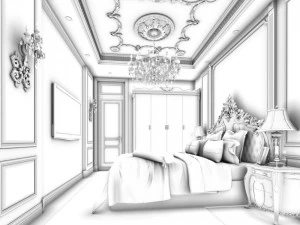 stylish bedroom complete 125 3D Model