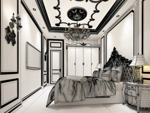 stylish bedroom complete 125 3D Model