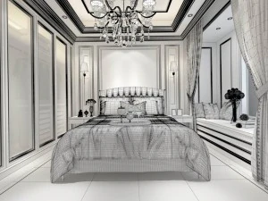 stylish bedroom complete 126 3D Model