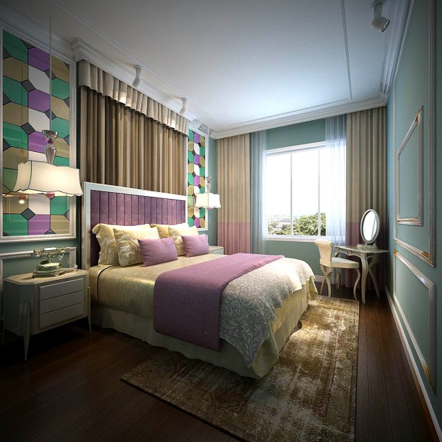 stylish bedroom complete 127 Modelo 3D .c4d .max .obj .3ds .fbx .stl .blend 