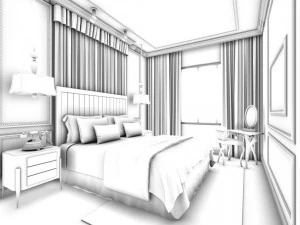 stylish bedroom complete 127 3D Model