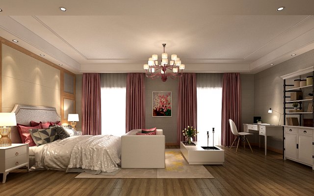 stylish bedroom complete 128 3D 模型 .c4d .max .obj .3ds .fbx .stl .blend 