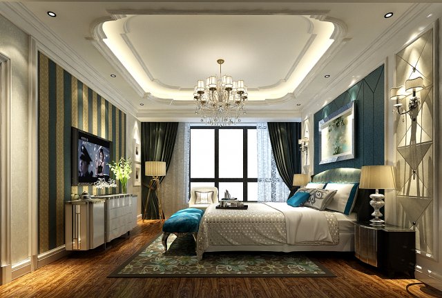 stylish bedroom complete 129 3D 모델 .c4d .max .obj .3ds .fbx .stl .blend