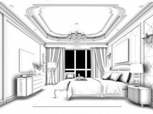 stylish bedroom complete 129 3D 모델