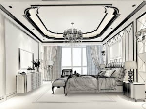 stylish bedroom complete 129 3D 모델