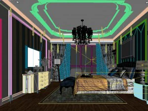 stylish bedroom complete 129 3D Model