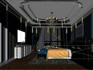 stylish bedroom complete 129 3D Model