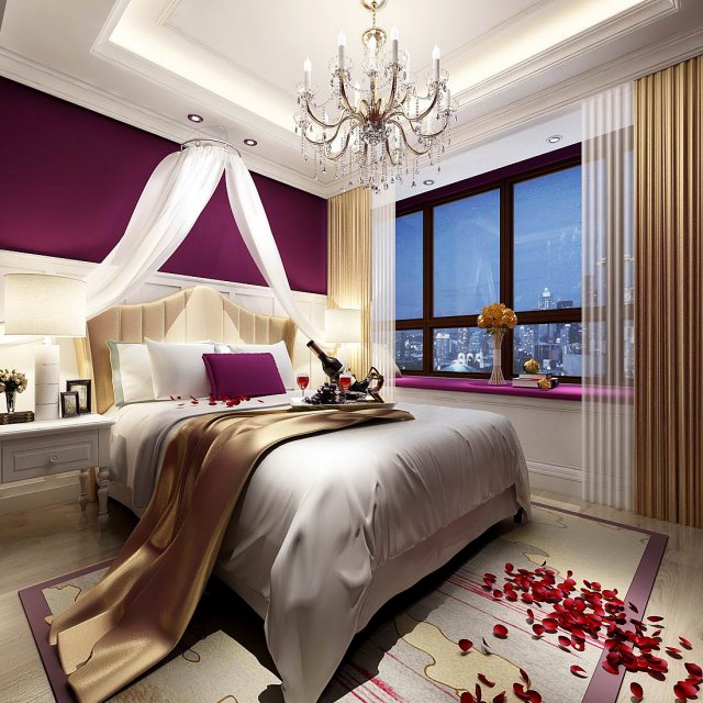 stylish bedroom complete 130 3D Modell .c4d .max .obj .3ds .fbx .stl .blend