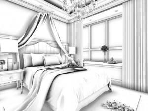 stylish bedroom complete 130 3D Model