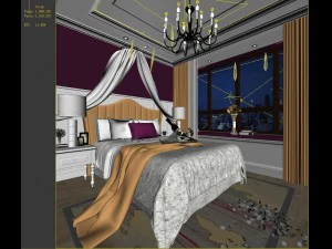 stylish bedroom complete 130 3D Model