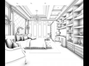 stylish bedroom complete 131 3D Model