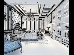 stylish bedroom complete 131 3D Model
