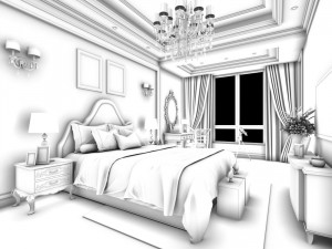 stylish bedroom complete 132 3D 모델