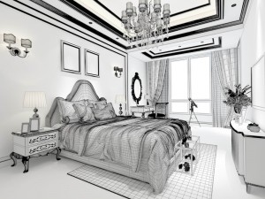 stylish bedroom complete 132 3D 모델
