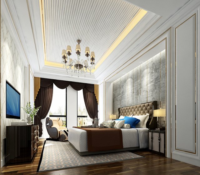 stylish bedroom complete 133 3D 모델 .c4d .max .obj .3ds .fbx .stl .blend
