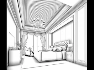 stylish bedroom complete 133 3D Model
