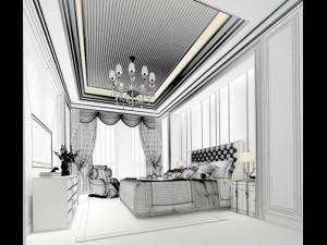 stylish bedroom complete 133 3D 모델