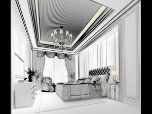 stylish bedroom complete 133 3D Model