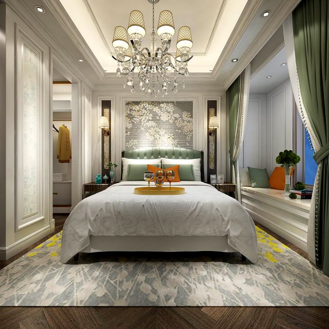 stylish bedroom complete 134 Modelo 3D .c4d .max .obj .3ds .fbx .stl .blend 
