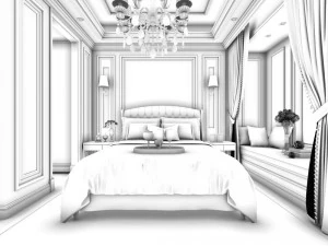stylish bedroom complete 134 3D Model