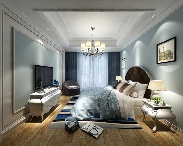 stylish bedroom complete 135 Modelo 3D .c4d .max .obj .3ds .fbx .stl .blend 