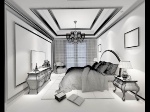 stylish bedroom complete 135 Modelo 3D