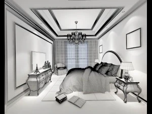 stylish bedroom complete 135 3D Model