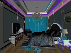 stylish bedroom complete 135 3D Model