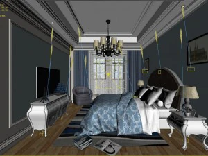 stylish bedroom complete 135 3D Model