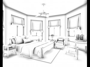 stylish bedroom complete 136 Modèle 3D