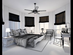 stylish bedroom complete 136 Modèle 3D