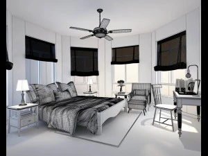 stylish bedroom complete 136 3D Model