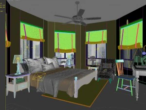 stylish bedroom complete 136 3D Model