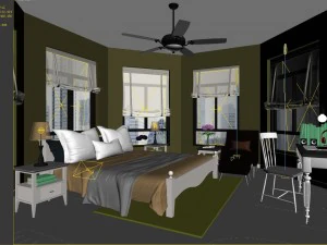 stylish bedroom complete 136 3D Model