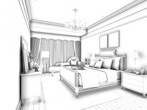 stylish bedroom complete 137 3D Model