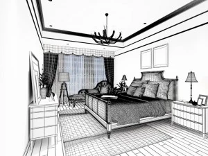 stylish bedroom complete 137 3D Model